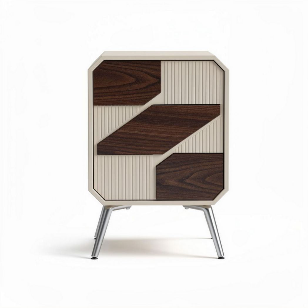 Table de chevet en bois composite et métal 60 x 40 x 80cm design moderne