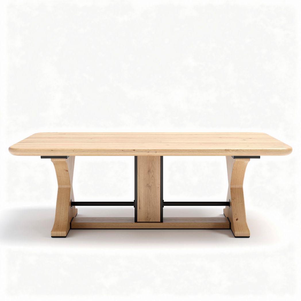 Table en bois de chêne massif 200 x 100 x 75cm pour salle à manger