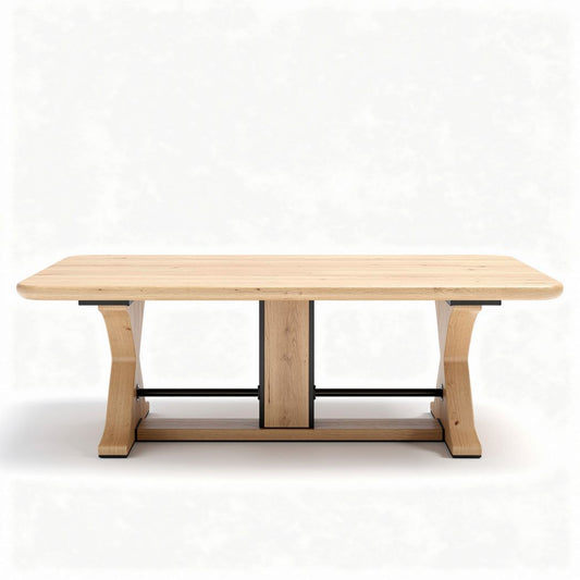Table en bois de chêne massif 200 x 100 x 75cm pour salle à manger