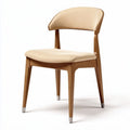 Chaise en bois avec assise en simili cuir beige 45 x 45 x 85cm