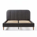 Lit en tissu gris avec sommier en lattes en bois 200 x 160 x 120cm