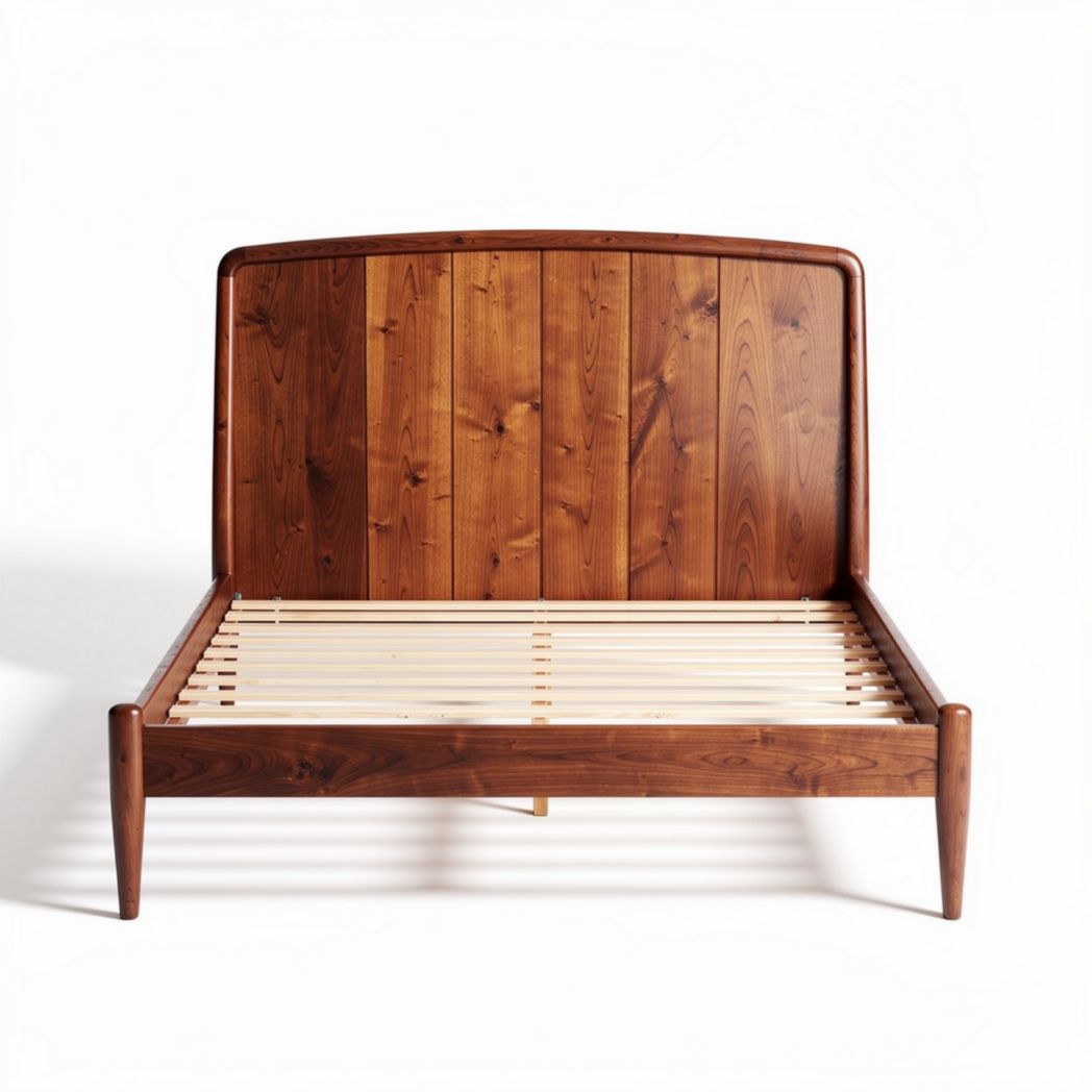 Lit en bois massif couleur chêne avec sommier à lattes 200 x 160 x 100cm
