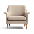 Fauteuil en tissu beige avec pieds en bois dimensions 70 x 80 x 85cm