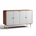 Buffet en bois de noyer avec portes blanches et pieds en métal 150 x 40 x 80cm