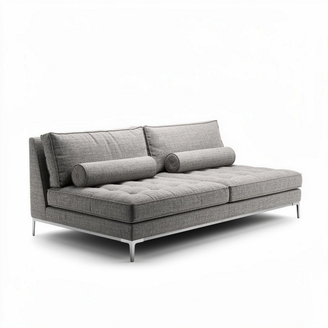 Canapé en tissu gris avec coussins de soutien dimensions 200 x 90 x 80cm
